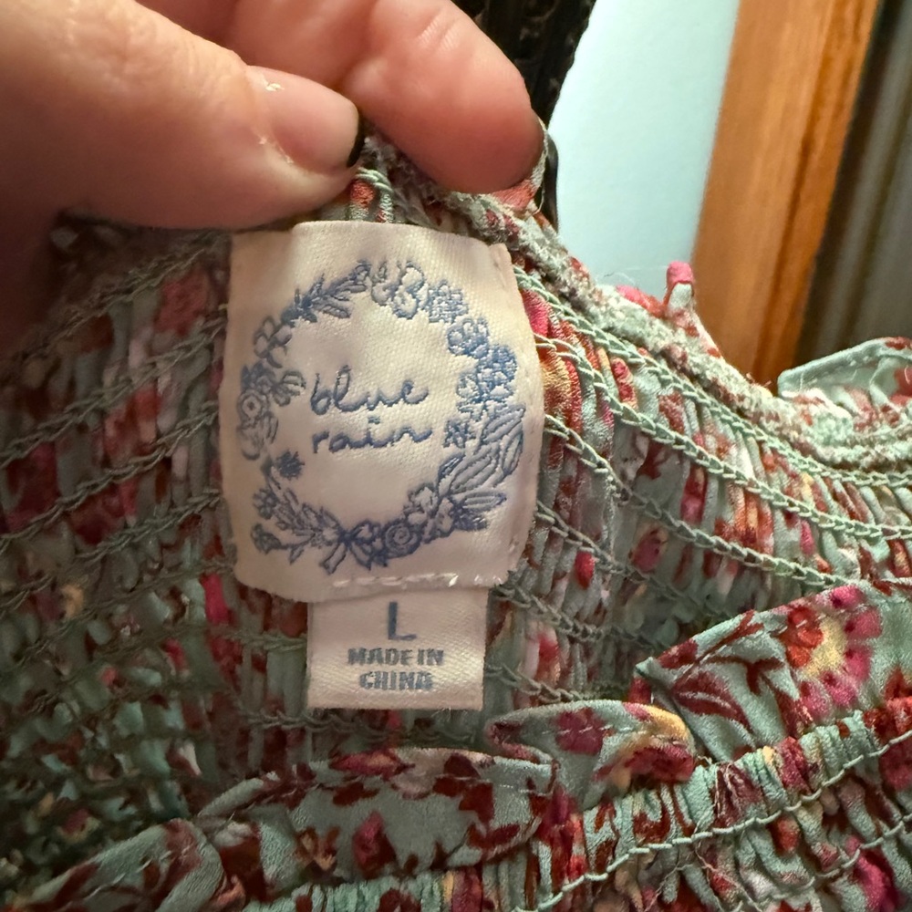 Blue Rain Floral Off-Shoulder Maxi Dress - Picture 2 of 4